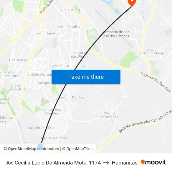 Av. Cecília Lúcio De Almeida Mota, 1174 to Humanitas map