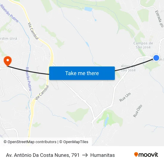 Av. Antônio Da Costa Nunes, 791 to Humanitas map