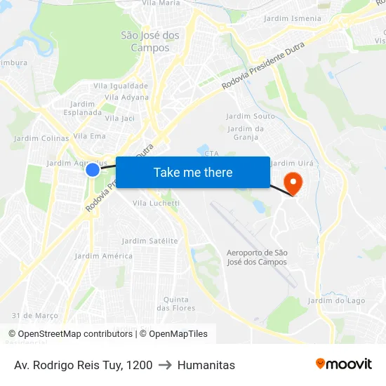 Av. Rodrigo Reis Tuy, 1200 to Humanitas map