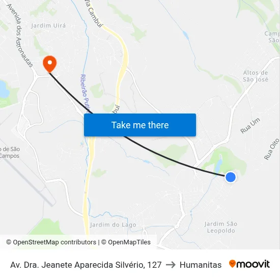 Av. Dra. Jeanete Aparecida Silvério, 127 to Humanitas map
