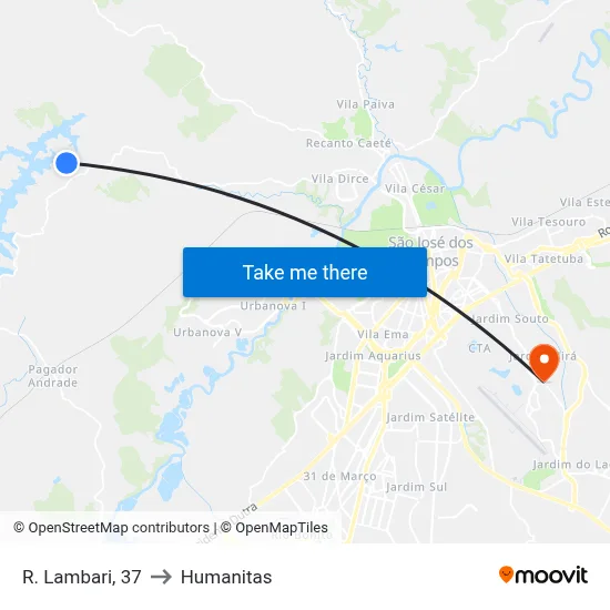 R. Lambari, 37 to Humanitas map