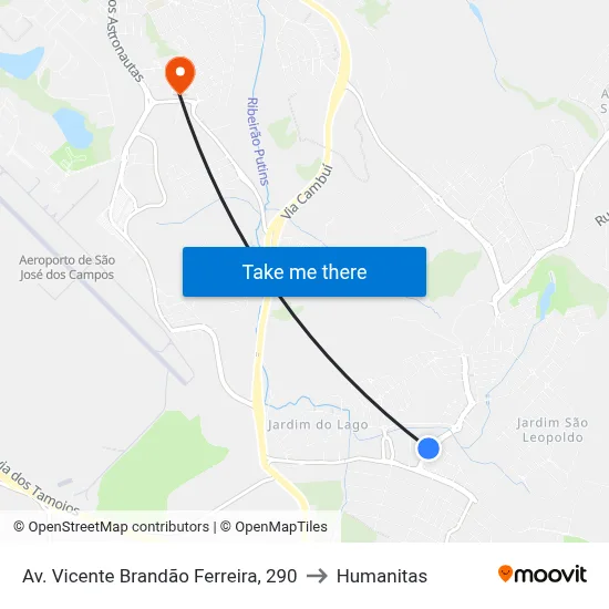 Av. Vicente Brandão Ferreira, 290 to Humanitas map