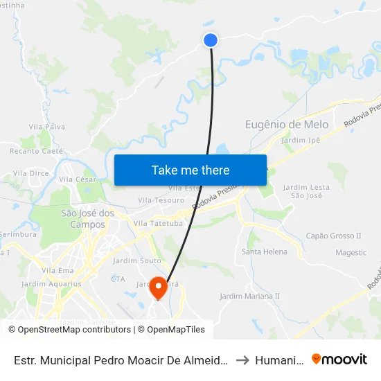Estr. Municipal Pedro Moacir De Almeida, S/Nº to Humanitas map