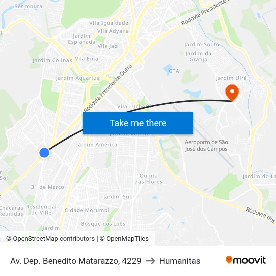 Av. Dep. Benedito Matarazzo, 4229 to Humanitas map