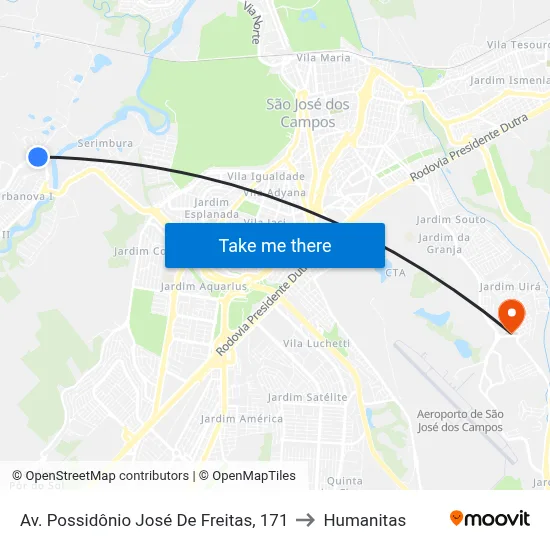 Av. Possidônio José De Freitas, 171 to Humanitas map