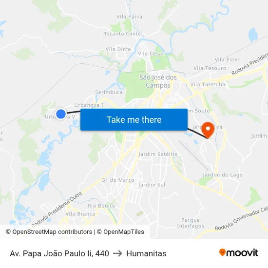 Av. Papa João Paulo Ii, 440 to Humanitas map
