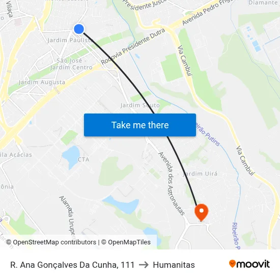 R. Ana Gonçalves Da Cunha, 111 to Humanitas map