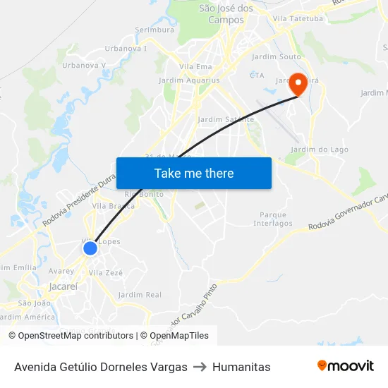 Avenida Getúlio Dorneles Vargas to Humanitas map