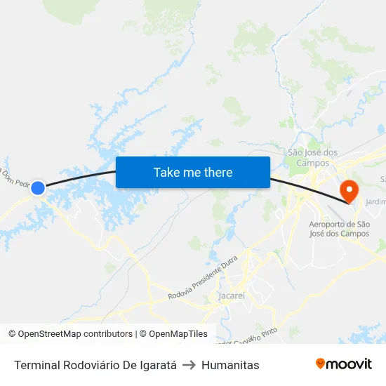 Terminal Rodoviário De Igaratá to Humanitas map