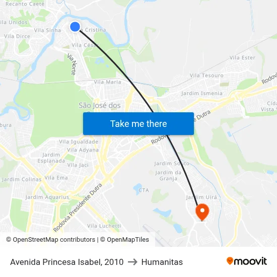 Avenida Princesa Isabel, 2010 to Humanitas map