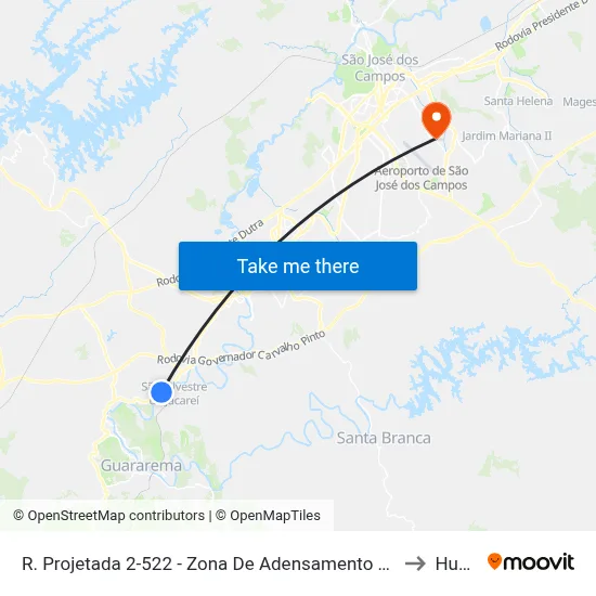 R. Projetada 2-522 - Zona De Adensamento Controlado (Zac - São Silvestre) Jacareí - SP Brasil to Humanitas map