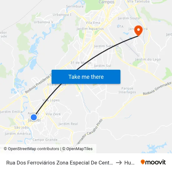 Rua Dos Ferroviários Zona Especial De Centro (Zec) Jacareí - São Paulo 12309 Brasil to Humanitas map