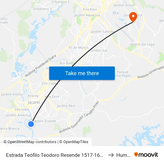 Estrada Teófilo Teodoro Resende 1517-1623 - Jardim Colinas SP Brasil to Humanitas map