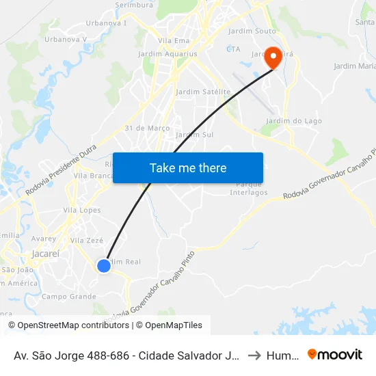 Av. São Jorge 488-686 - Cidade Salvador Jacareí - SP 12312-130 Brasil to Humanitas map