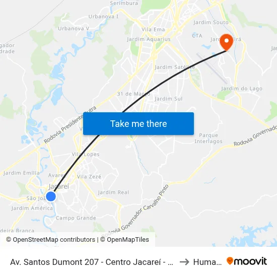 Av. Santos Dumont 207 - Centro Jacareí - SP 12327-400 Brasil to Humanitas map