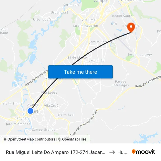 Rua Miguel Leite Do Amparo 172-274 Jacareí - SP 12327-703 República Federativa Do Brasil to Humanitas map