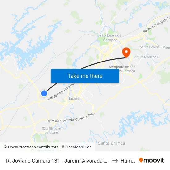 R. Joviano Câmara 131 - Jardim Alvorada Jacareí - SP 12332-170 Brasil to Humanitas map