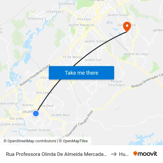 Rua Professora Olinda De Almeida Mercadante 466-526 - Centro Jacareí - SP 12308-420 Brasil to Humanitas map