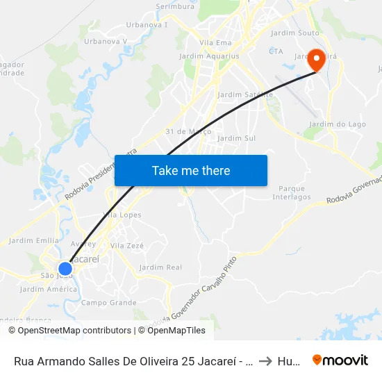 Rua Armando Salles De Oliveira 25 Jacareí - SP 12327-080 República Federativa Do Brasil to Humanitas map