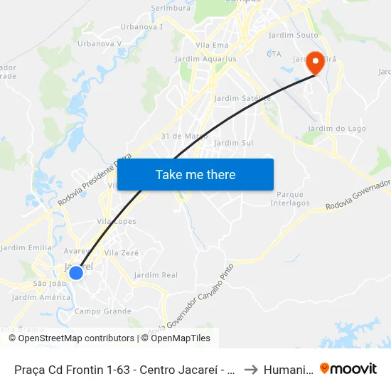 Praça Cd Frontin 1-63 - Centro Jacareí - SP Brasil to Humanitas map