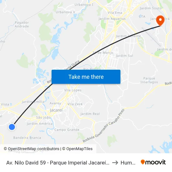 Av. Nilo David 59 - Parque Imperial Jacareí - SP 12329-037 Brasil to Humanitas map