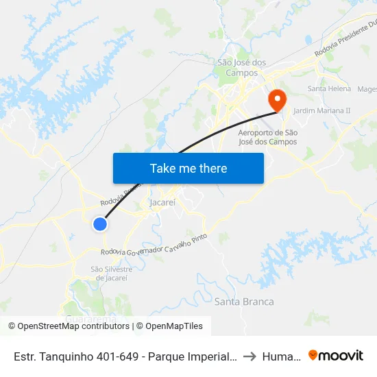 Estr. Tanquinho 401-649 - Parque Imperial Jacareí - SP Brasil to Humanitas map