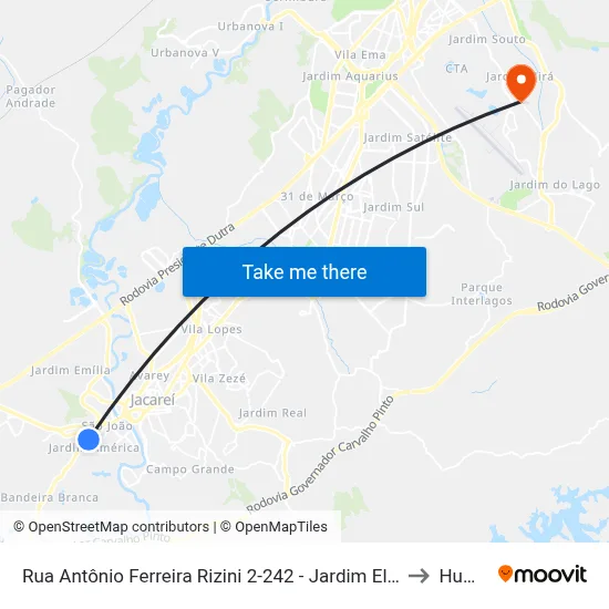 Rua Antônio Ferreira Rizini 2-242 - Jardim Elza Maria Jacareí - SP 12322-120 Brasil to Humanitas map