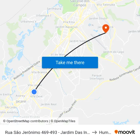 Rua São Jerônimo 469-493 - Jardim Das Indústrias Jacareí - SP Brasil to Humanitas map