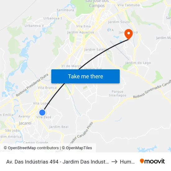 Av. Das Indústrias 494 - Jardim Das Industrias Jacareí - SP Brasil to Humanitas map