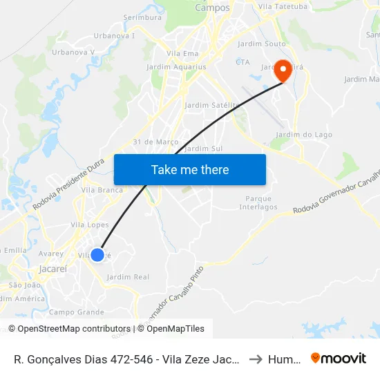 R. Gonçalves Dias 472-546 - Vila Zeze Jacareí - SP 12310-480 Brasil to Humanitas map