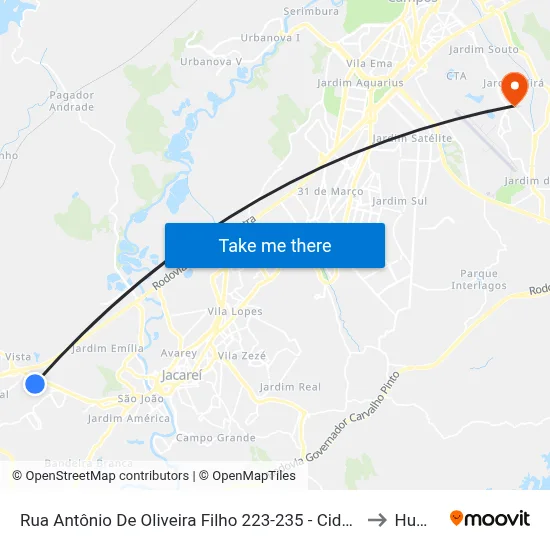 Rua Antônio De Oliveira Filho 223-235 - Cidade Nova Jacareí Jacareí - SP Brasil to Humanitas map