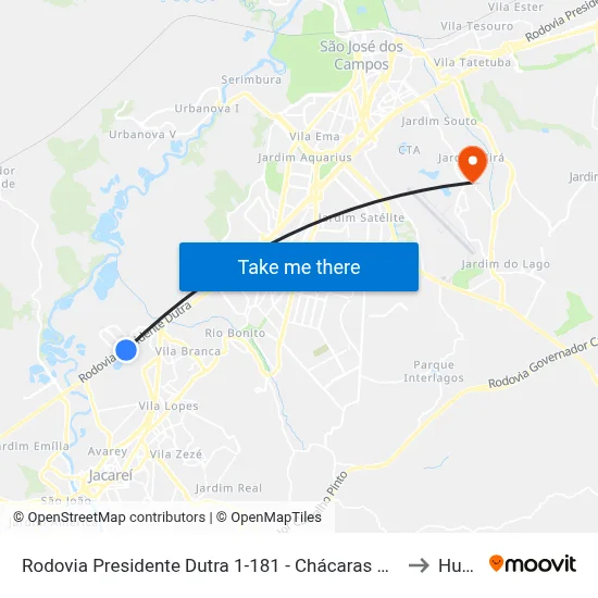 Rodovia Presidente Dutra 1-181 - Chácaras Rurais Santa Maria Parque Meia Lua Jacareí - SP Brasil to Humanitas map
