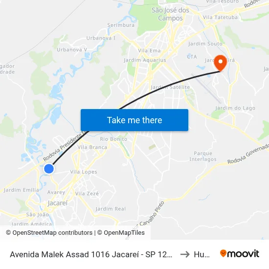 Avenida Malek Assad 1016 Jacareí - SP 12328-080 República Federativa Do Brasil to Humanitas map