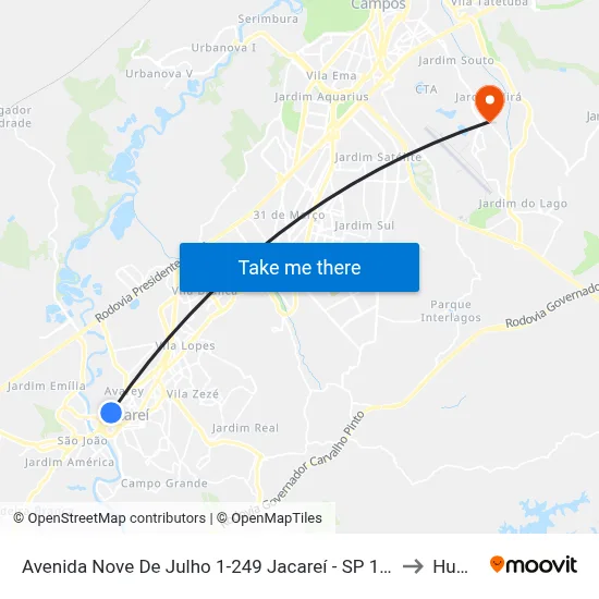 Avenida Nove De Julho 1-249 Jacareí - SP 12327-682 República Federativa Do Brasil to Humanitas map
