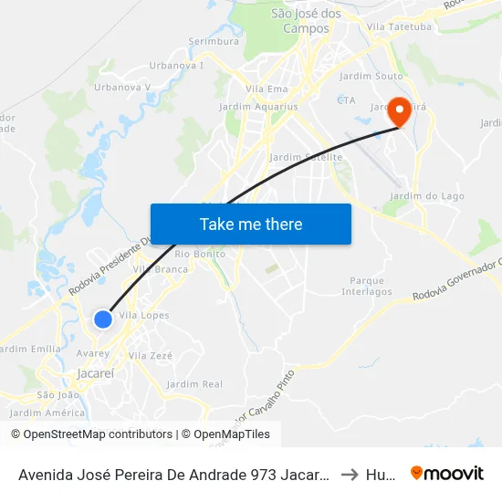 Avenida José Pereira De Andrade 973 Jacareí - SP 12328-290 República Federativa Do Brasil to Humanitas map