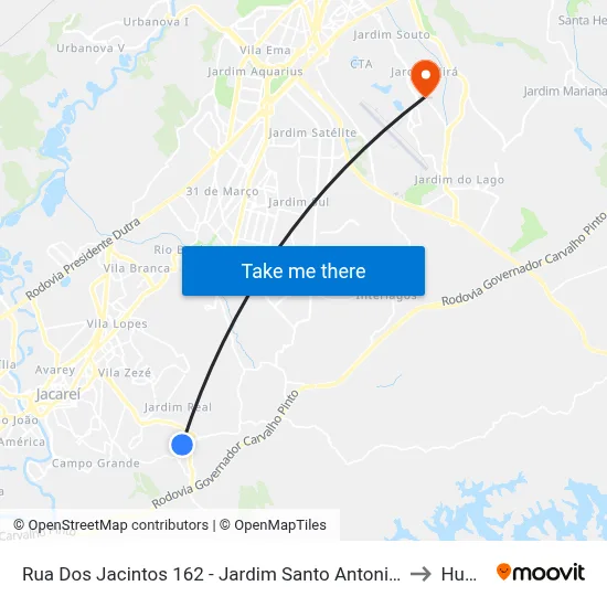 Rua Dos Jacintos 162 - Jardim Santo Antonio Da Boa Vista Jacareí - SP 12315-620 Brasil to Humanitas map