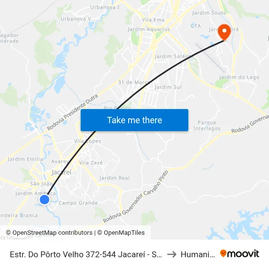 Estr. Do Pôrto Velho 372-544 Jacareí - SP Brasil to Humanitas map