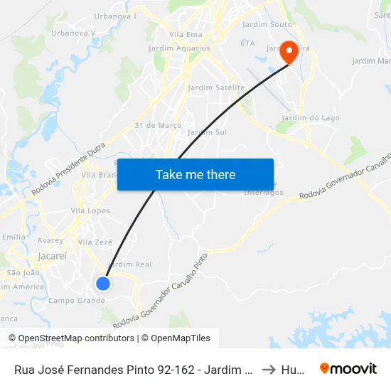 Rua José Fernandes Pinto 92-162 - Jardim Paraíso Jacareí - SP 12316-200 Brasil to Humanitas map