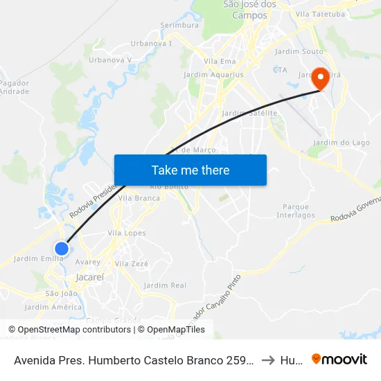 Avenida Pres. Humberto Castelo Branco 2597-2701 - Conj. Hab. Marinho Jacareí - SP 12321-150 Brasil to Humanitas map
