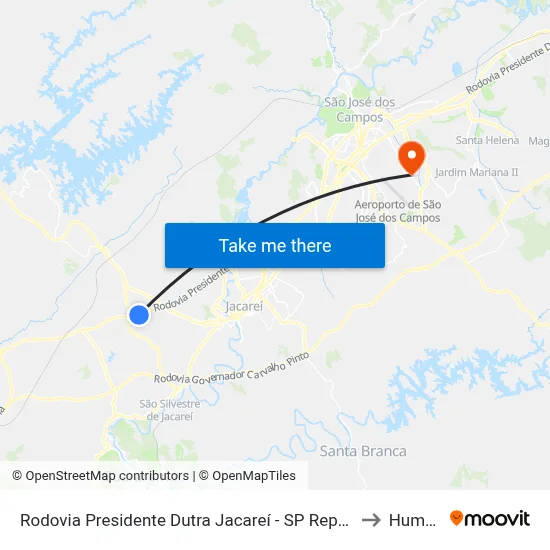 Rodovia Presidente Dutra Jacareí - SP República Federativa Do Brasil to Humanitas map