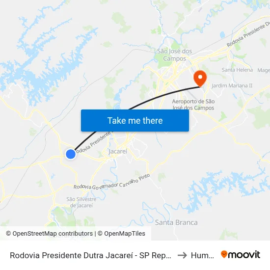 Rodovia Presidente Dutra Jacareí - SP República Federativa Do Brasil to Humanitas map