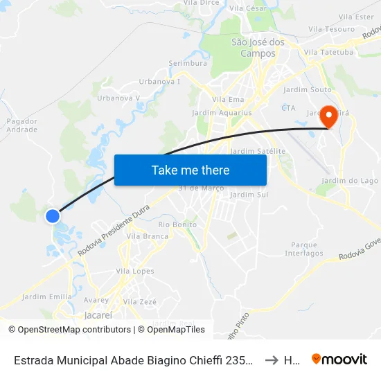 Estrada Municipal Abade Biagino Chieffi 2356-2384 - Pagador De Andrade Parque Meia Lua Jacareí - SP 12334-480 Brasil to Humanitas map