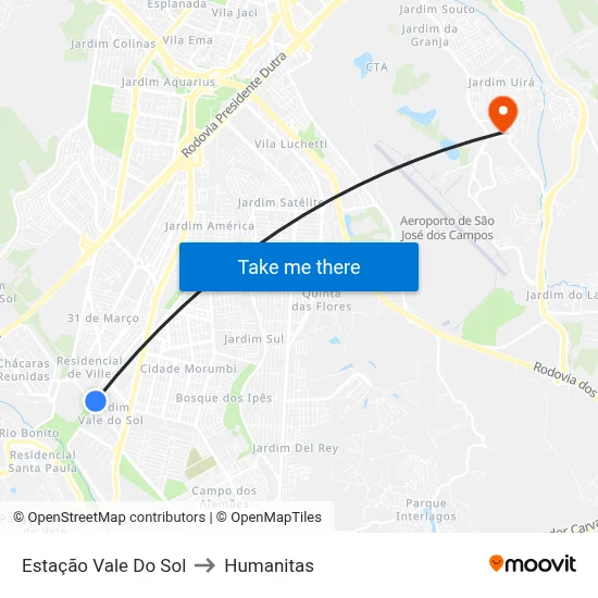 Estação Vale Do Sol to Humanitas map