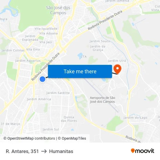 R. Antares, 351 to Humanitas map