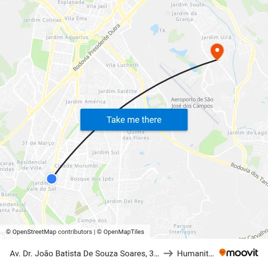 Av. Dr. João Batista De Souza Soares, 3569 to Humanitas map