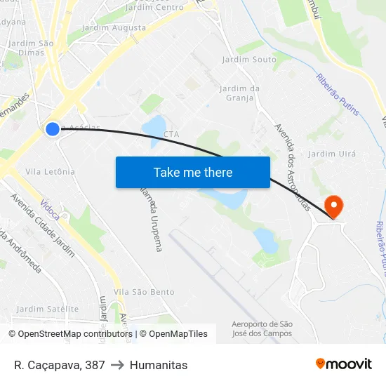 R. Caçapava, 387 to Humanitas map