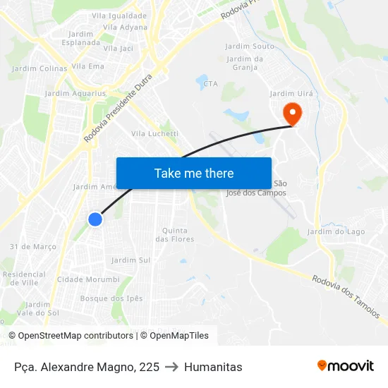 Pça. Alexandre Magno, 225 to Humanitas map