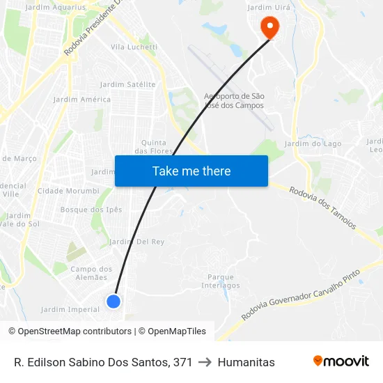 R. Edilson Sabino Dos Santos, 371 to Humanitas map