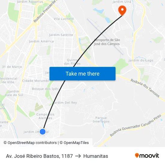 Av. José Ribeiro Bastos, 1187 to Humanitas map
