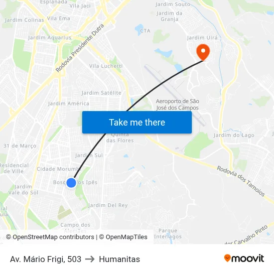 Av. Mário Frigi, 503 to Humanitas map